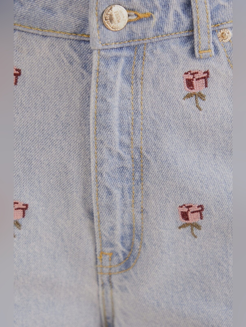Farm Rio Rose Embroidered Denim Pants - Picture 7 of 15